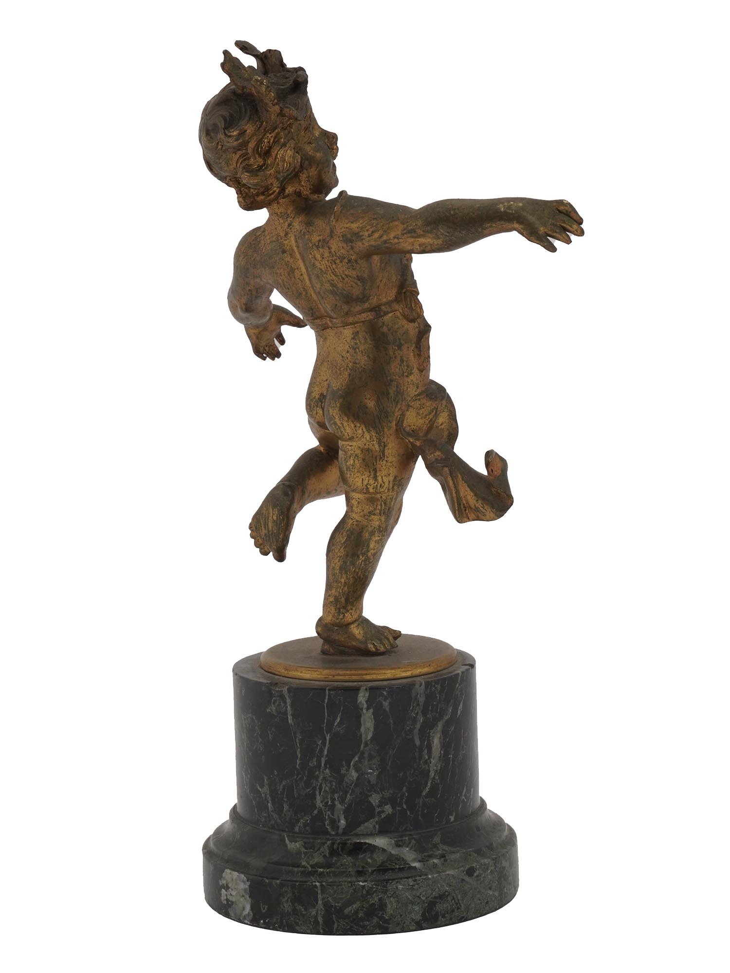 ANTIQUE ITALIAN PATINATED BRASS PUTTO SCULPTURE PIC-5